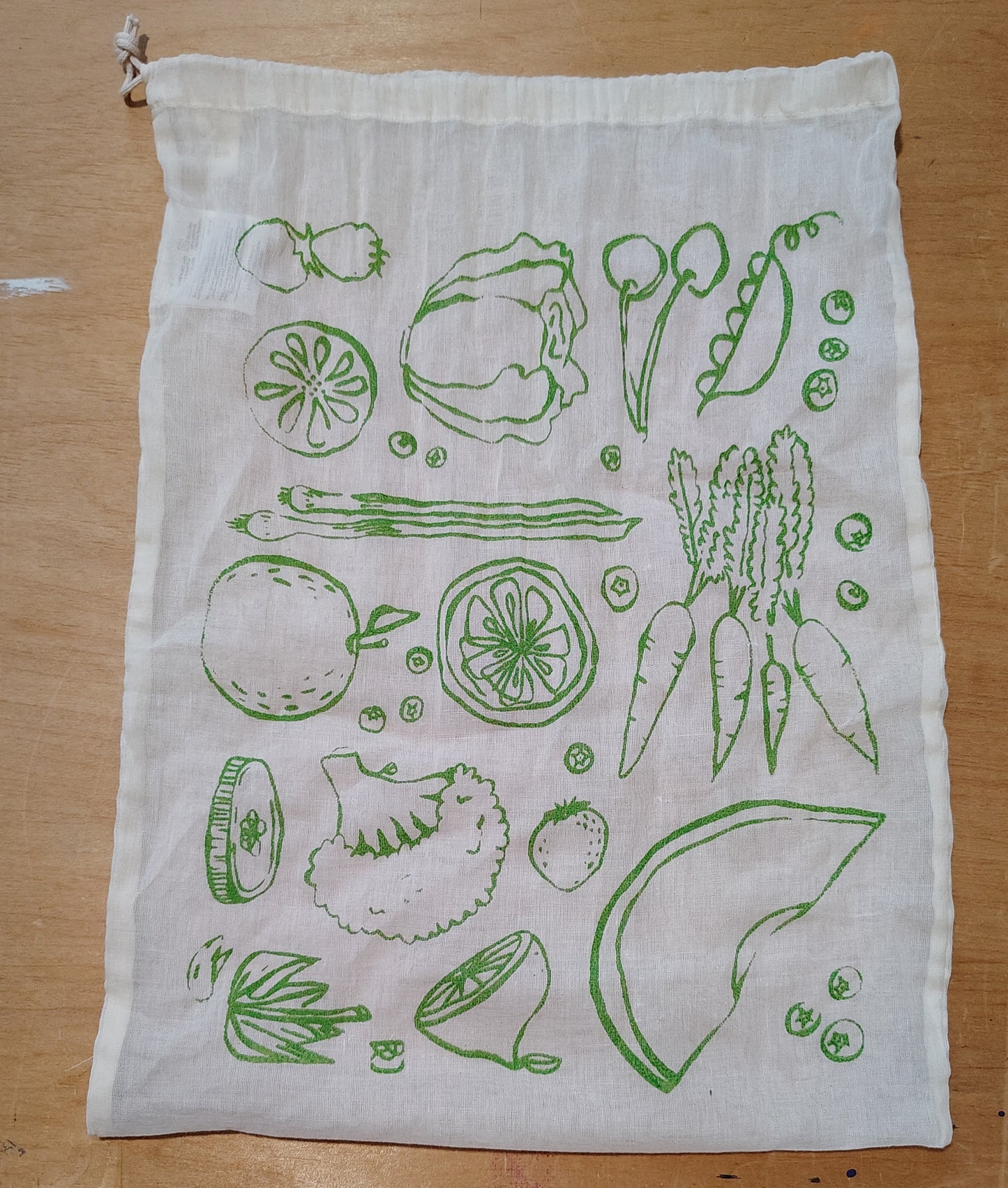Gauzy Produce Bag Fruit and Veg Print