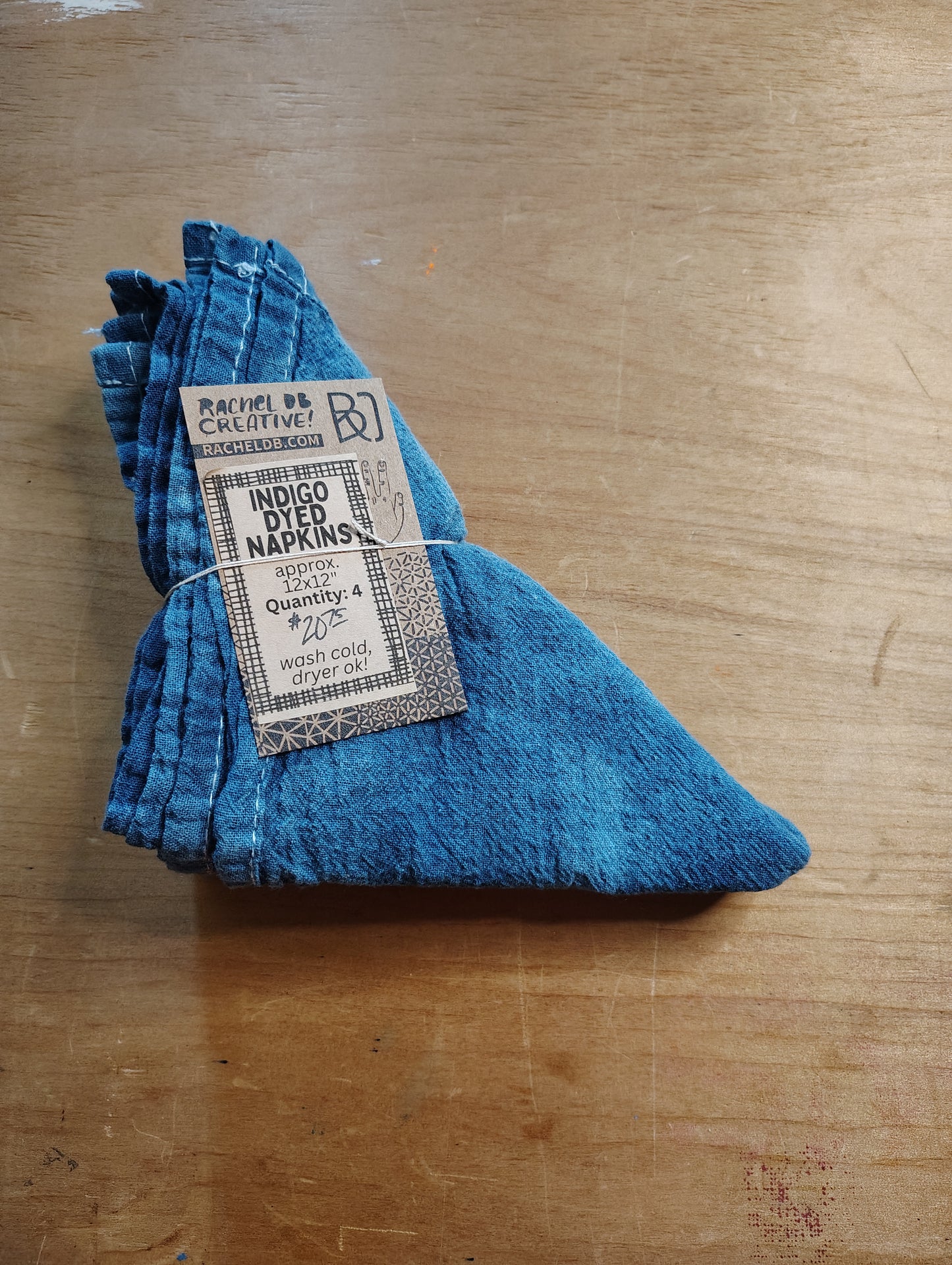 Set of 4 Indigo Dyed Napkins