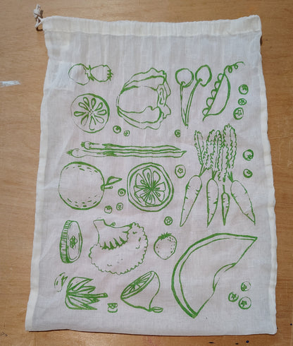Gauzy Produce Bag Fruit and Veg Print