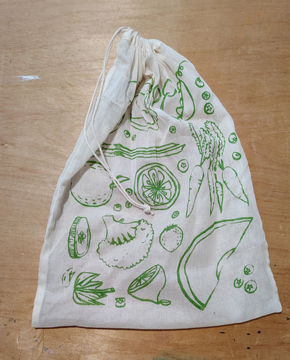 Gauzy Produce Bag Fruit and Veg Print
