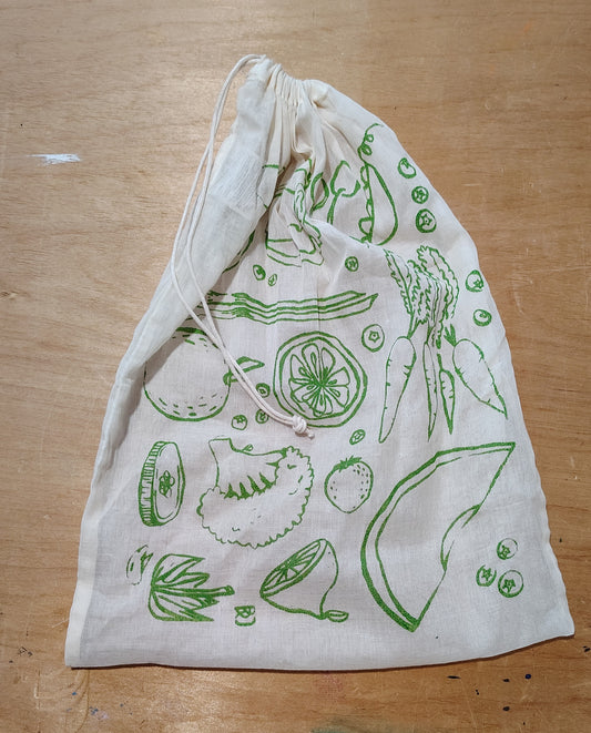 Gauzy Produce Bag Fruit and Veg Print